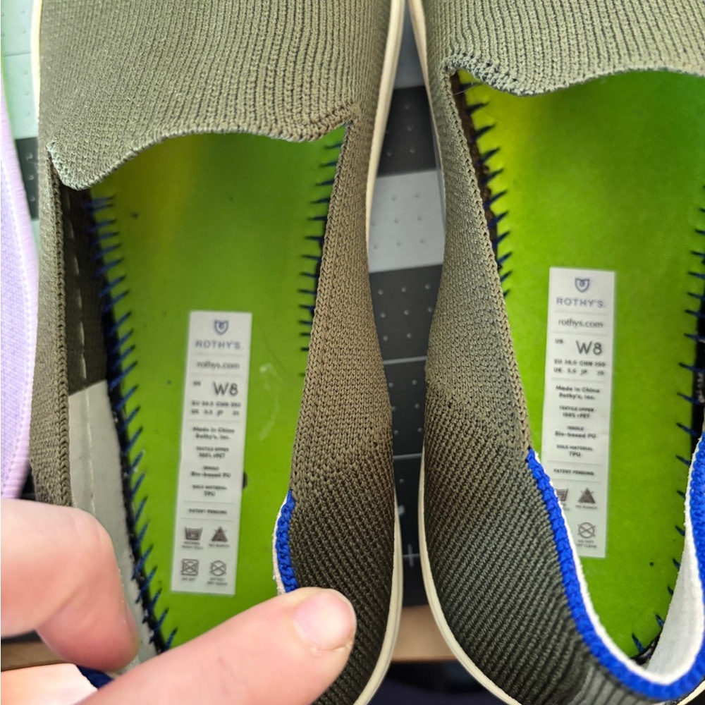 Rothy's The Sneaker Womens Sz 8 Olive Green Slip On Washable Comfort - Picture 8 of 8